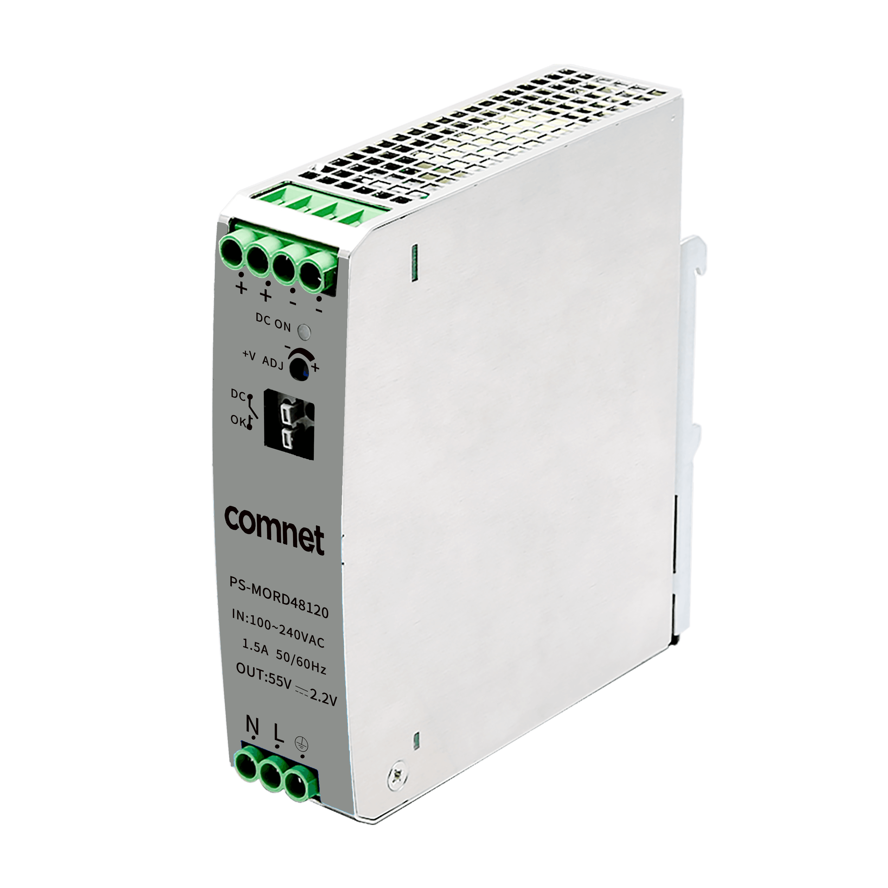 Hardened DIN Rail Power Supply, 120W, 48VDC