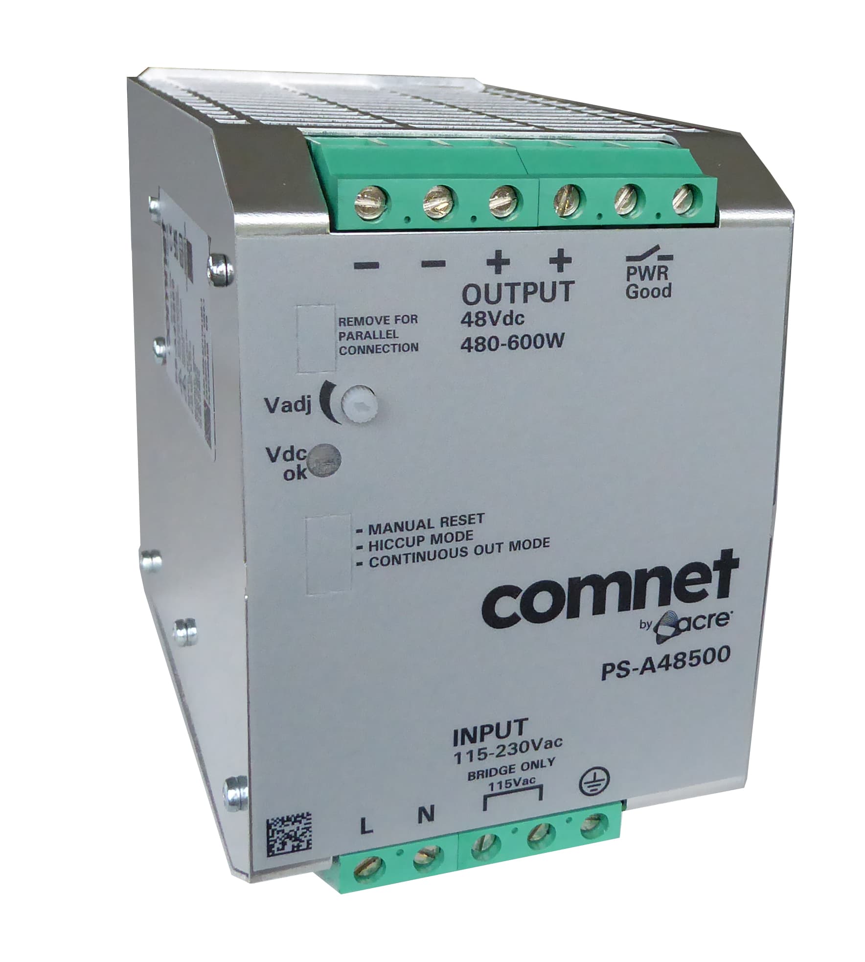 Hardened DIN Rail Power Supply, 500W, 48VDC